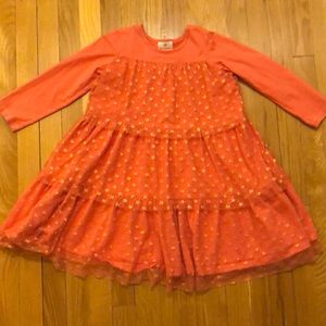 Peach three tiered long sleeved dress